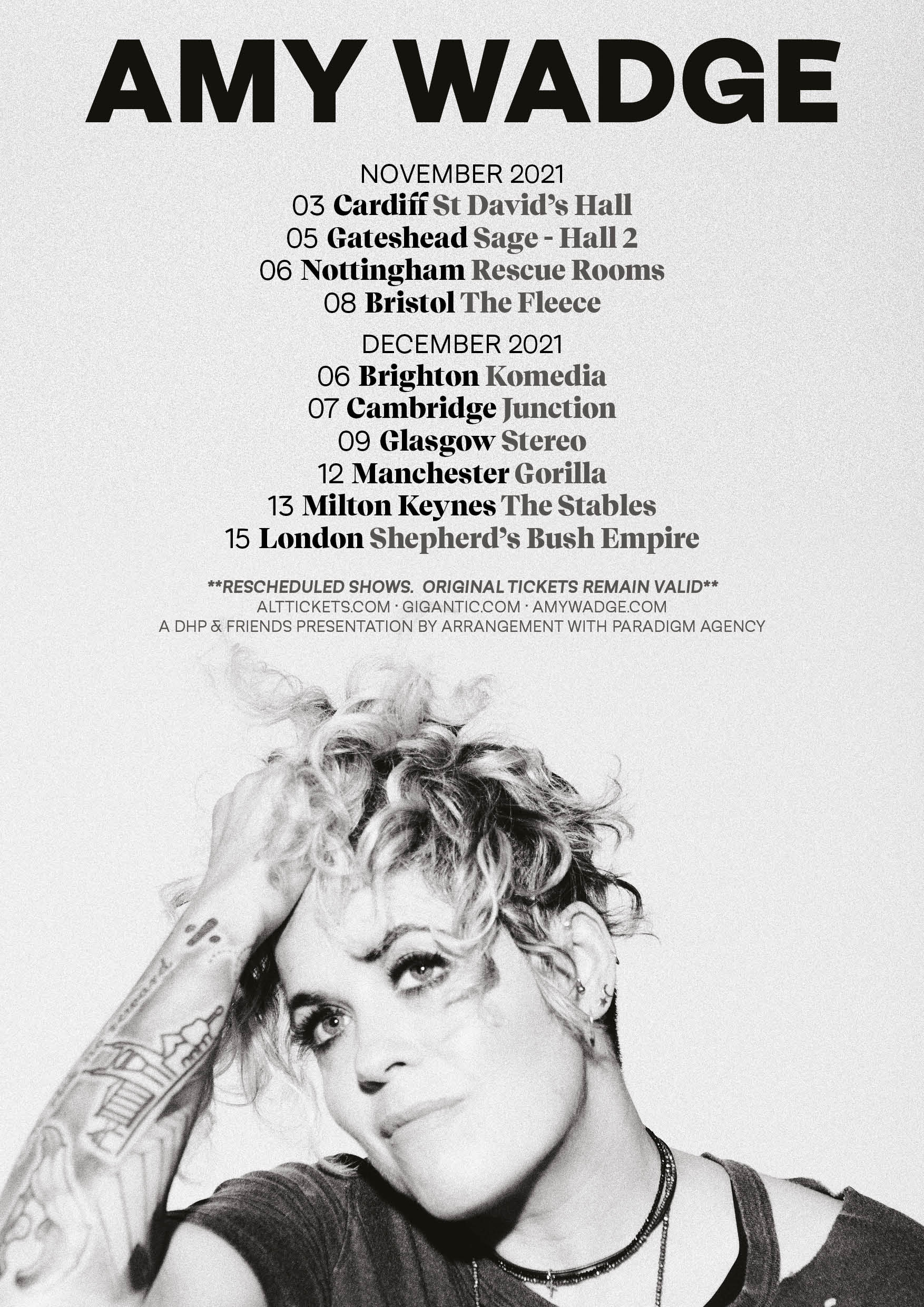 Amy Wadge 2021 tour